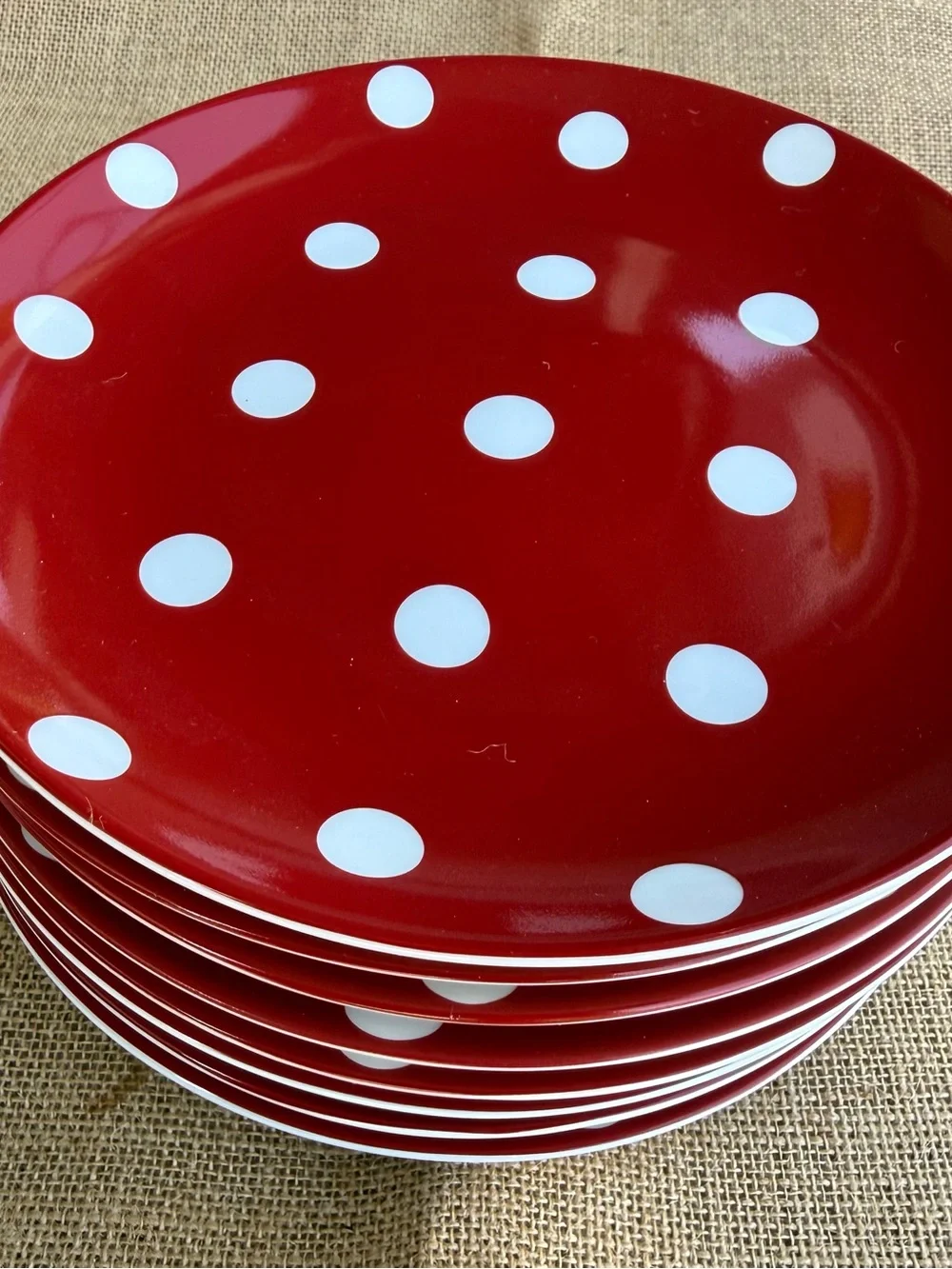 Pottery Barn Red and White Polka Dot Chloe Salad Plate